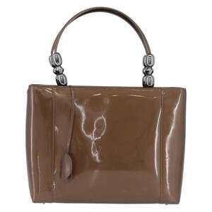 Dior Maris Pearl Handbag Patent Leather Brown